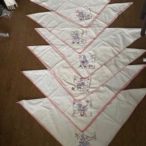 6 Vintage Handmade square tablecloths